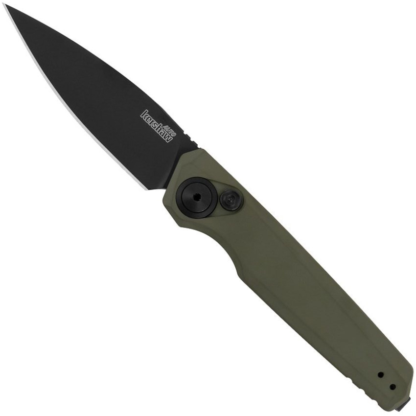 Kershaw Launch 18 Olive Green Aluminum Auto Knife, Black Drop Point Blade