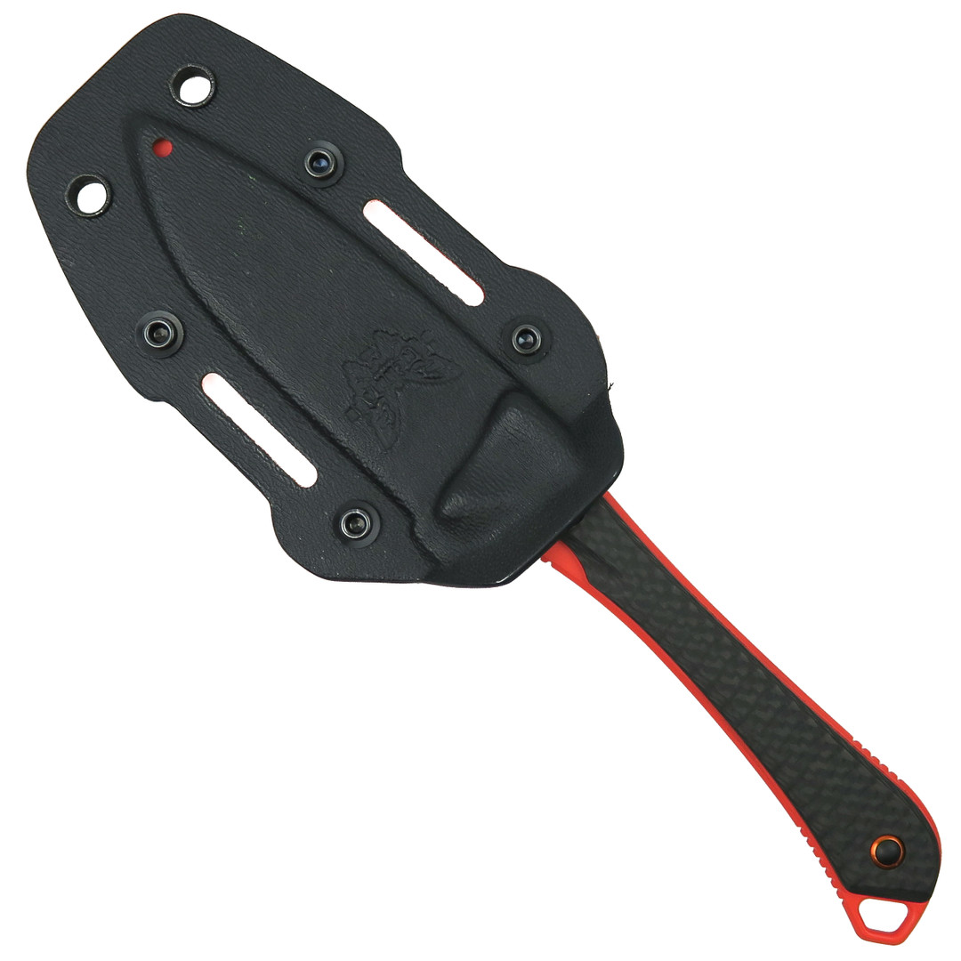 Benchmade 15201OR Carbon Fiber Altitude Fixed Blade Knife, Orange DLC Drop Point Blade, Sheath View