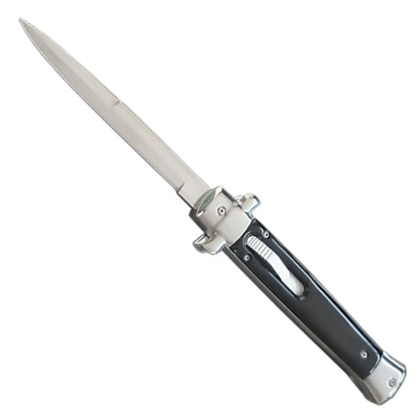 Milano Style Elite Black Large OTF Auto Knife, Silver Blade