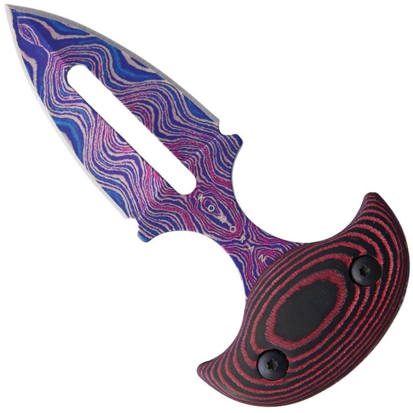 Komoran Black and Pink Pakkawood Push Dagger Fixed Blade Knife