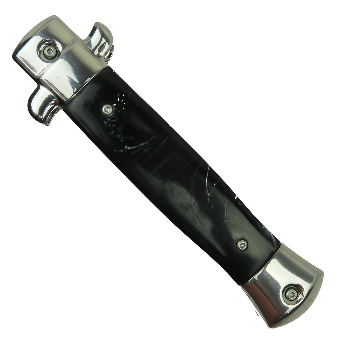 PK-46 Black Marble Stiletto OTF Auto Knife, Closed View