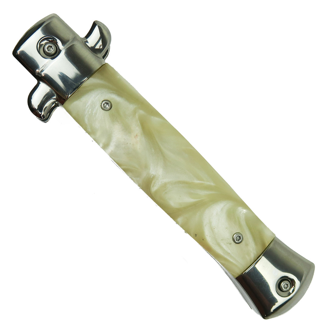PK-46MOP White Marbleized Stiletto OTF Auto Knife, Closed View