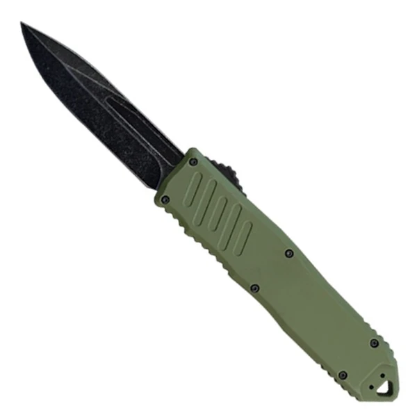 Overseer Dagger OD Green OTF Automatic Knife, Black Stonewash Clip Point Blade