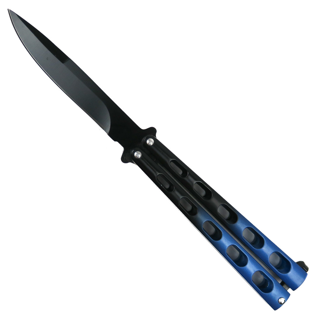 Blue Fox Butterfly Knife, Black Drop Point Blade