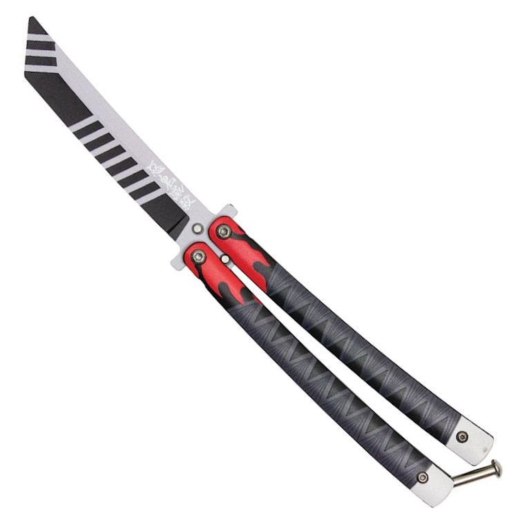 Tanjiro V2 Demon Slayer Butterfly Knife, Black and Gray Training Blade