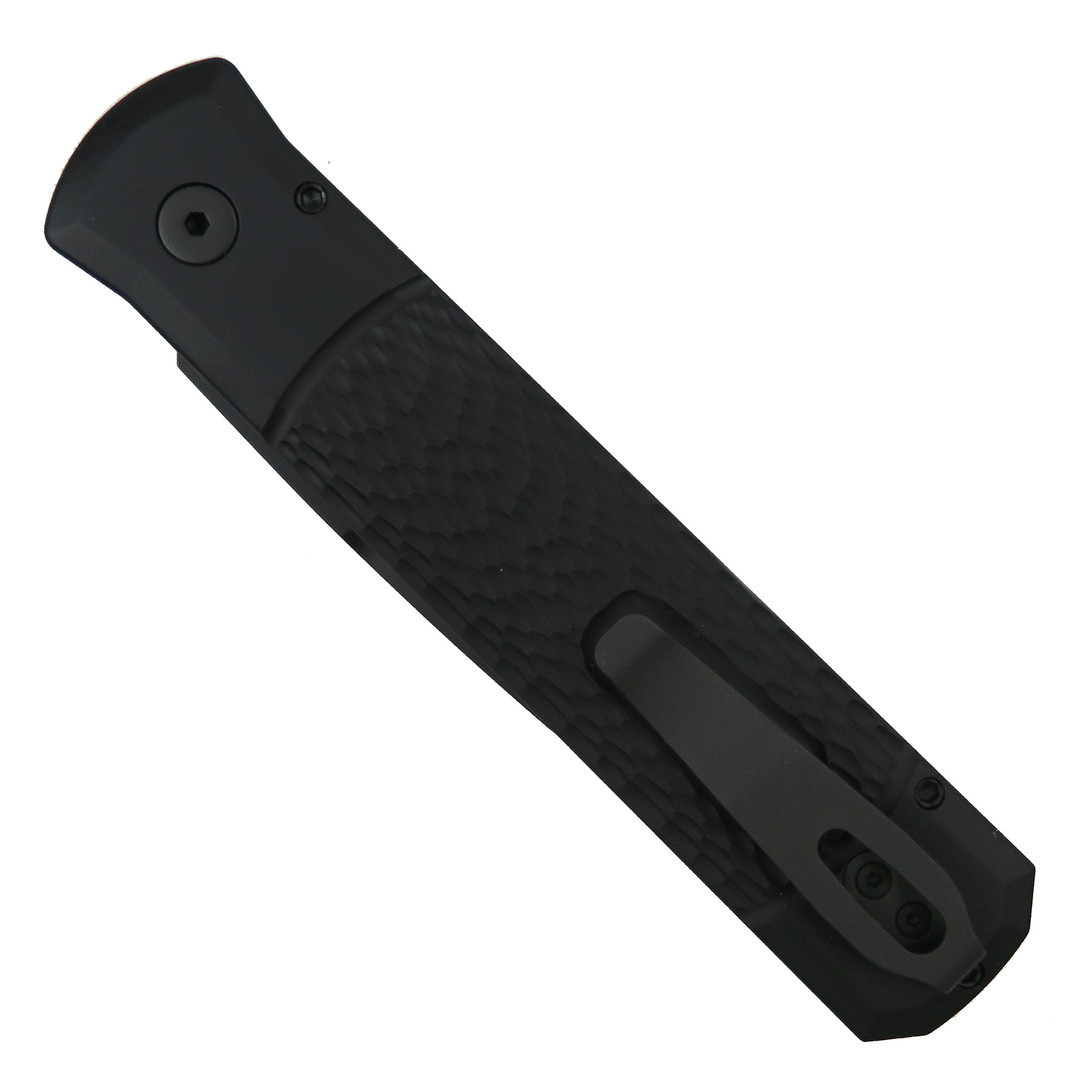 Pro-Tech Leftie Godfather SWAT All Black Jigged Black Aluminum Auto Knife, DLC Black Blade
