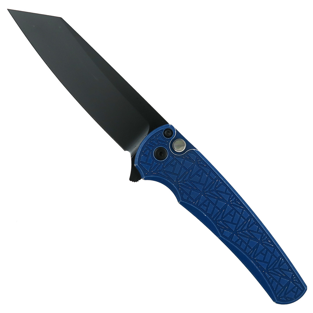 Pro-Tech Blue Nexus Malibu Flipper Knife, DLC Black Reverse Tanto