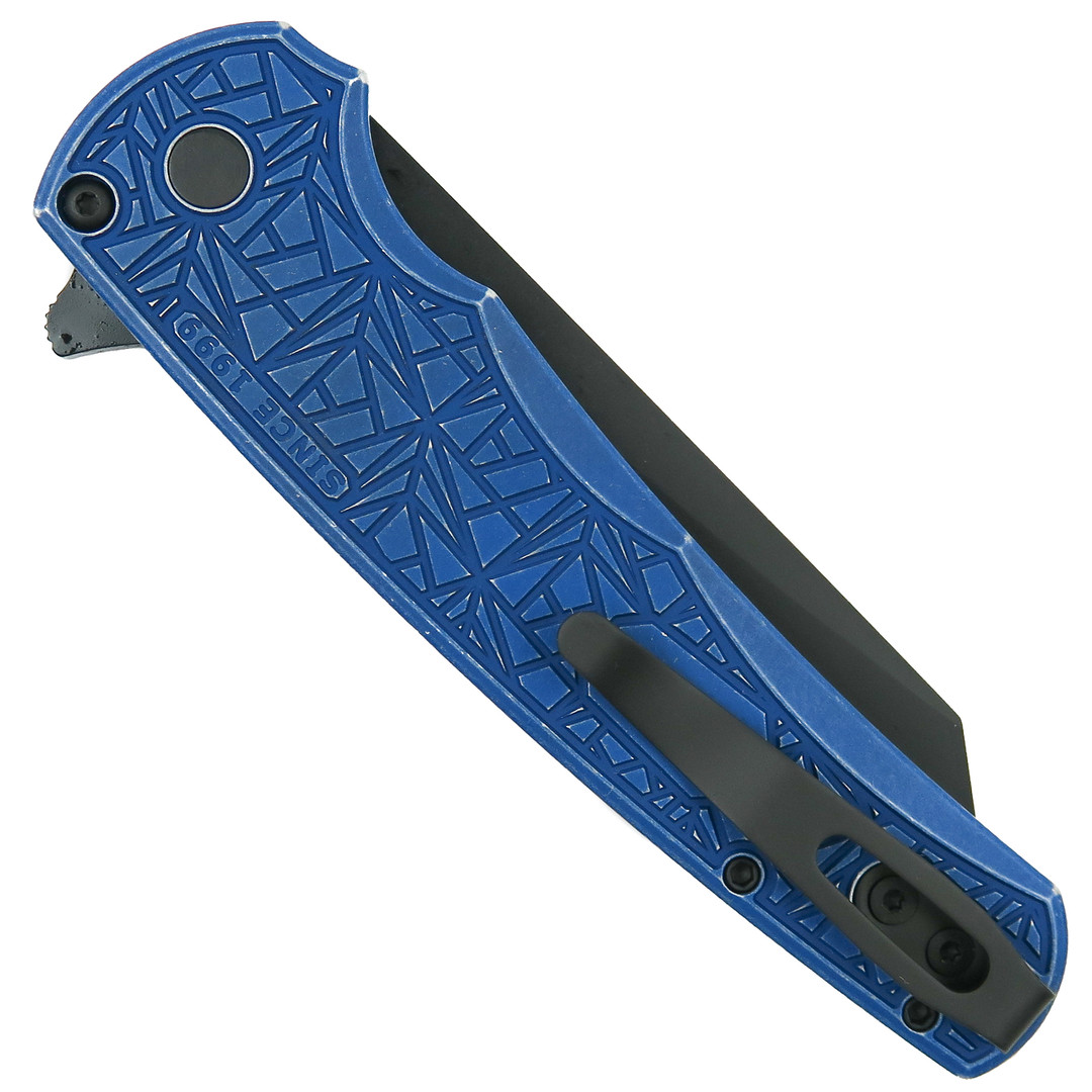 Pro-Tech Blue Nexus Malibu Flipper Knife, DLC Black Reverse Tanto