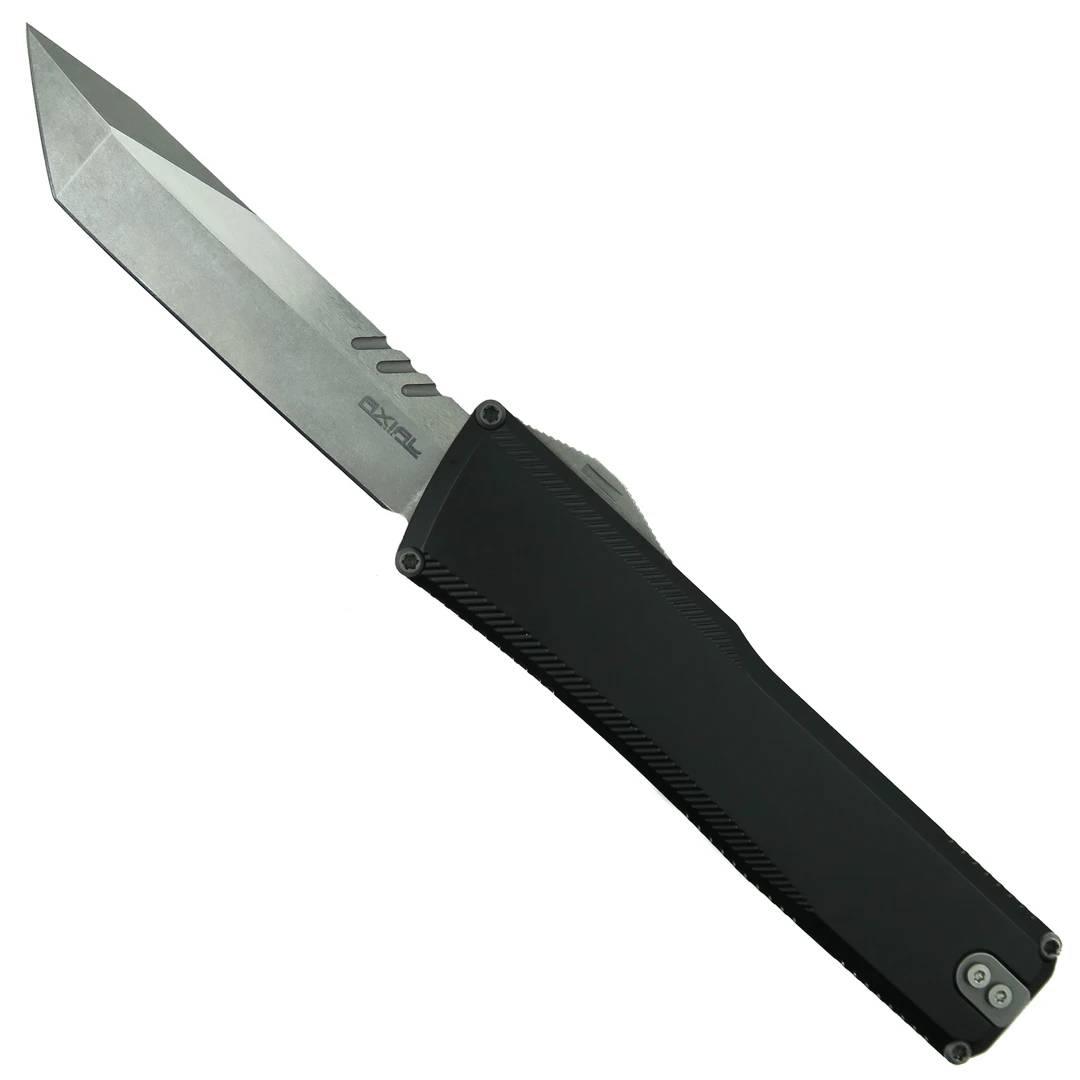 Axial Shift Black Aluminum OTF Knife, Stonewash MagnaCut Tanto Blade