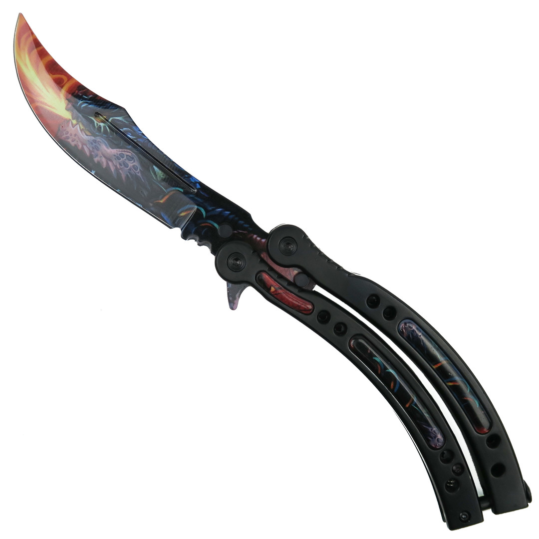 Dragonfire Curved Butterfly Knife, Clip Point Blade