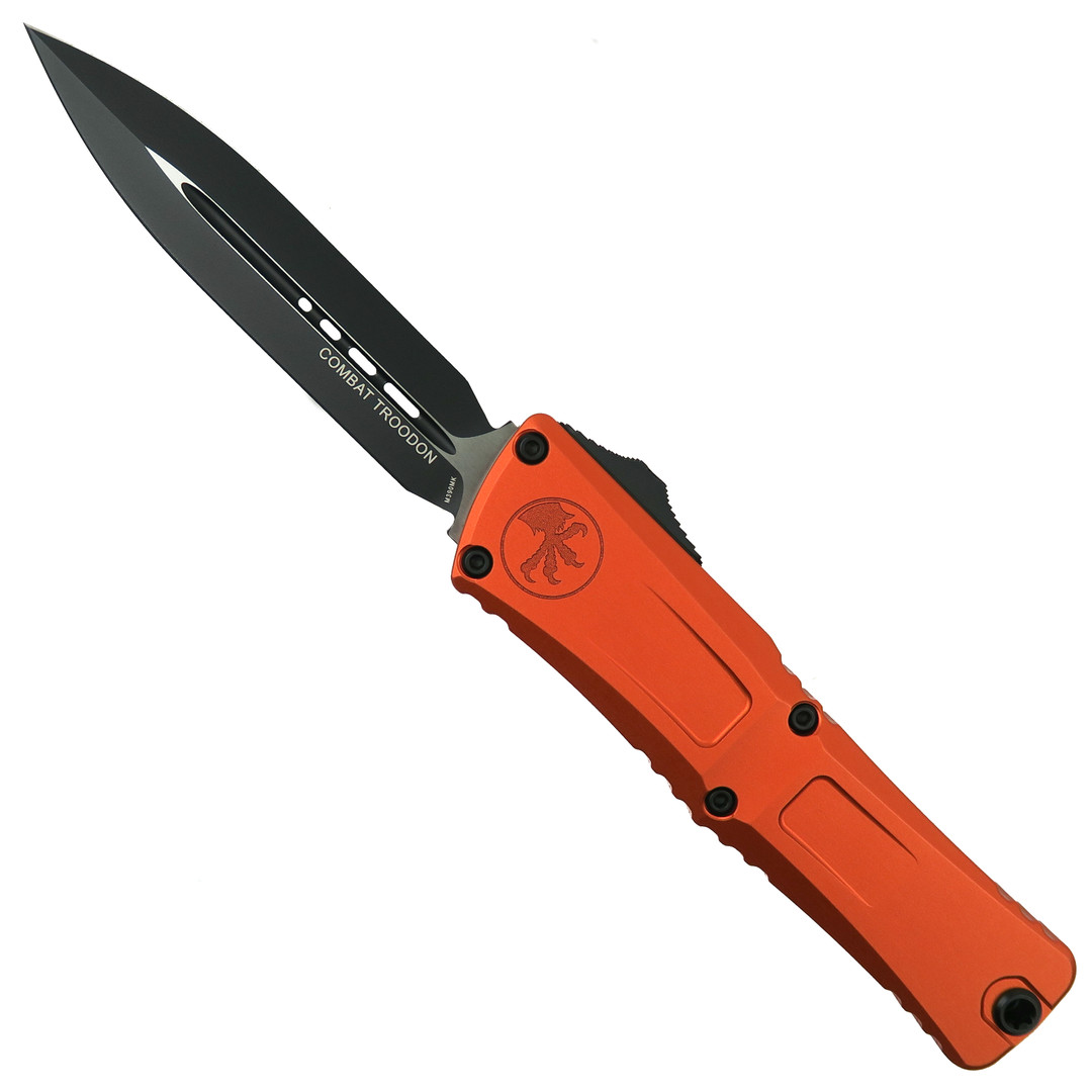 Microtech Orange Gen III Combat Troodon OTF Auto Knife, Black Dagger