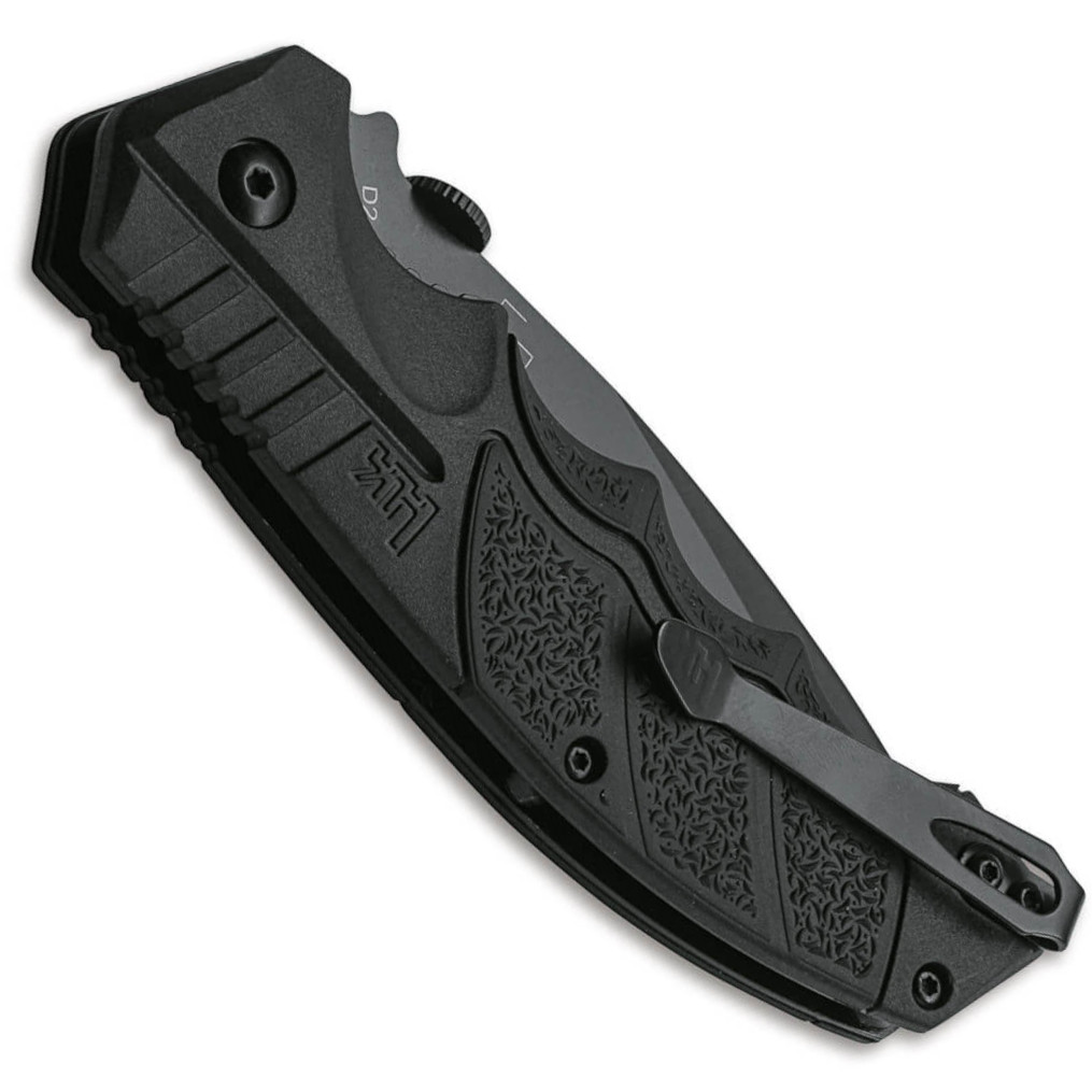 HK SFP Tactical Folder Knife, Black Combo Blade, Clip View