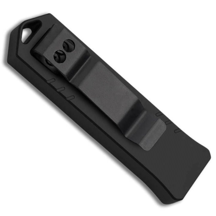 Boker Plus Black USB OTF 2.0 Auto Knife, Black Stonewash D2 Blade, Clip View