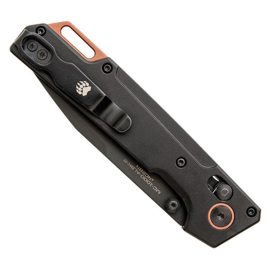 Bear Ops Nekama Slidelock Knife, Black Tanto Blade, Clip View