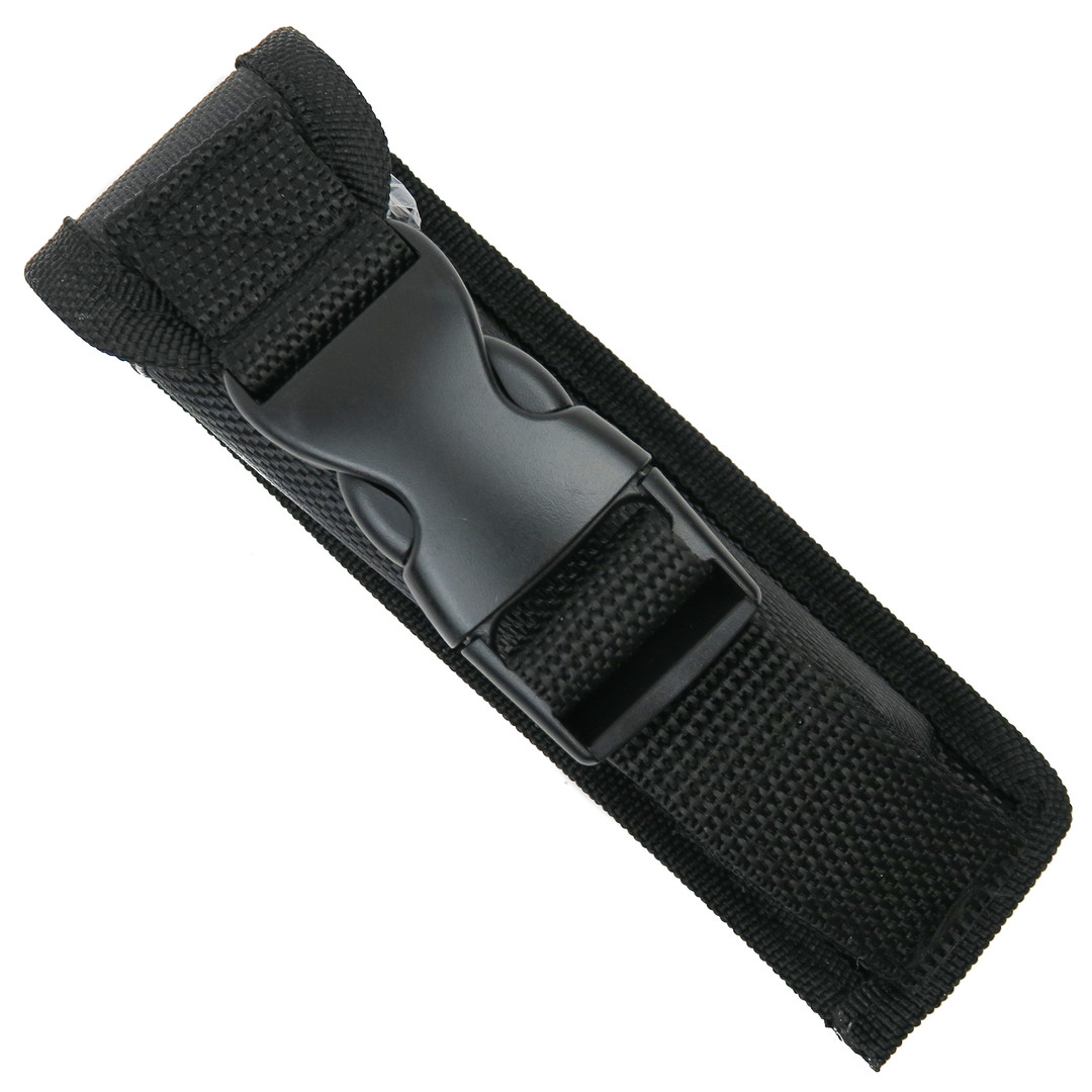 Smooth Operator Blue Punisher OTF Auto Knife, Black Dagger Blade, Sheath View