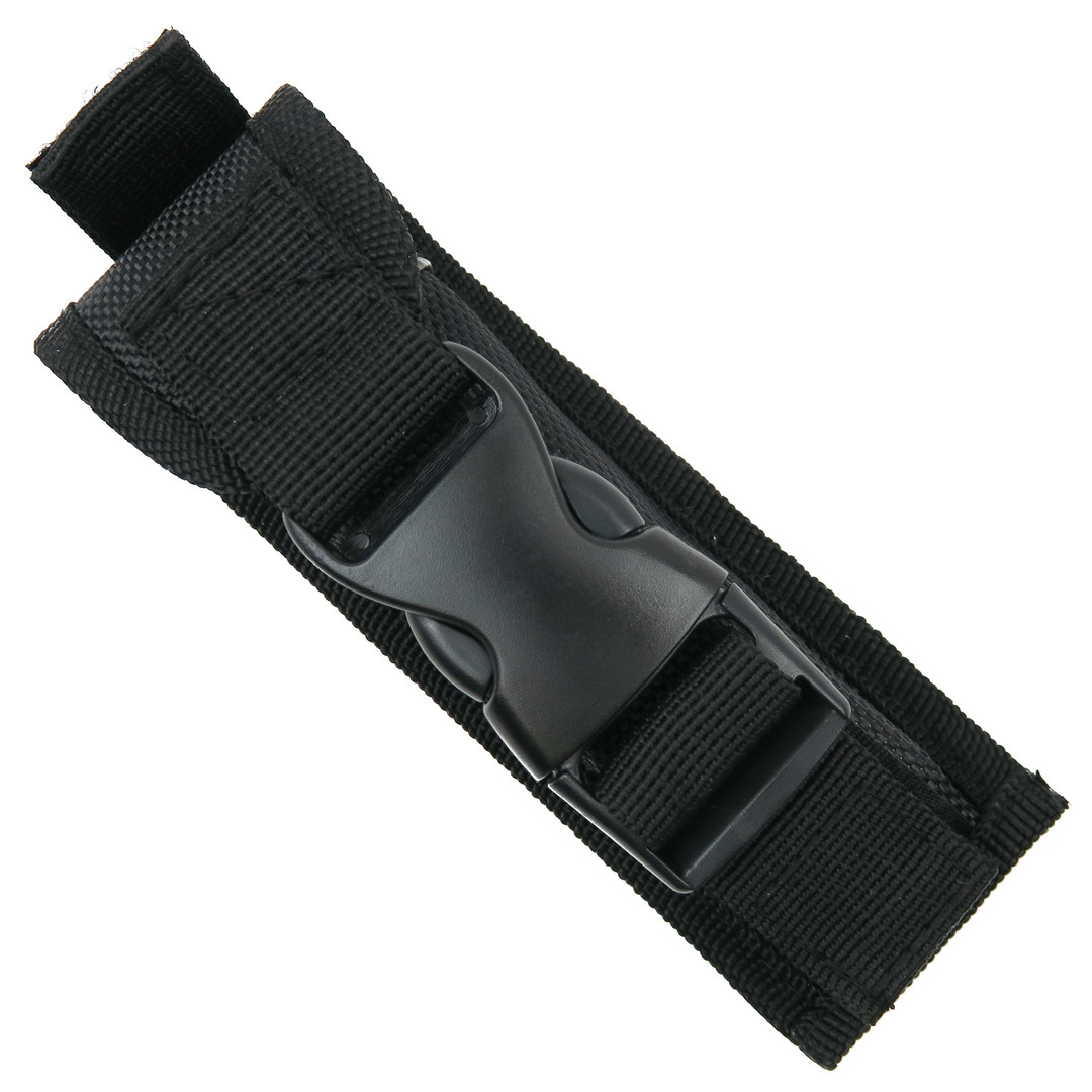 Lightning Black OTF Automatic Knife, Black Tanto Blade, Sheath View