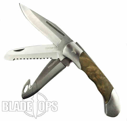 Scratch & Dent Famars Small Predatore Hunter Knife, Root Burl Wood
