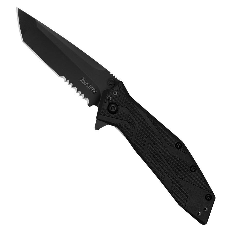 Kershaw Brawler Spring Assist Knife, Black Serrated Tanto Blade