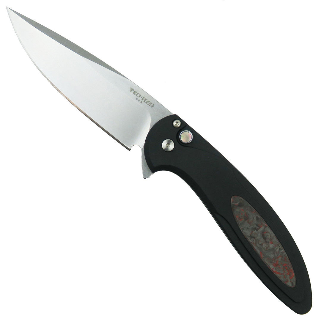 Pro-Tech Cambria 2 TC Red Inlay Flipper Knife, Stonewash MagnaCut