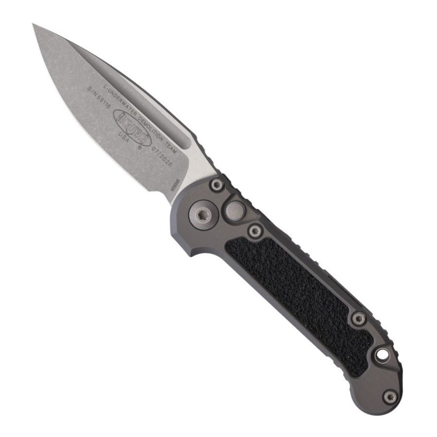 Microtech Gen III Natural Clear LUDT Auto Knife, Apocalyptic Blade