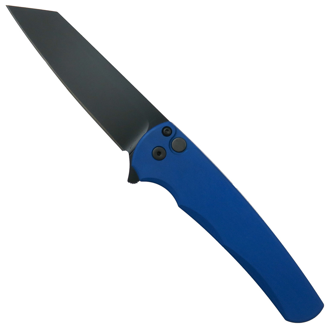 Pro-Tech Blue Malibu Operator Flipper Knife, DLC Reverse Tanto MagnaCut Blade