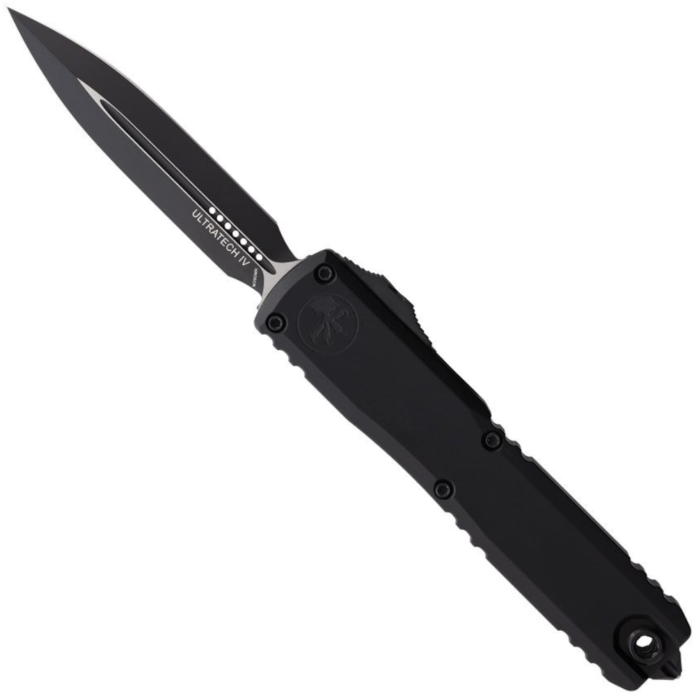 Microtech Gen IV Black Ultratech OTF Auto Knife, Black D/E Dagger Blade