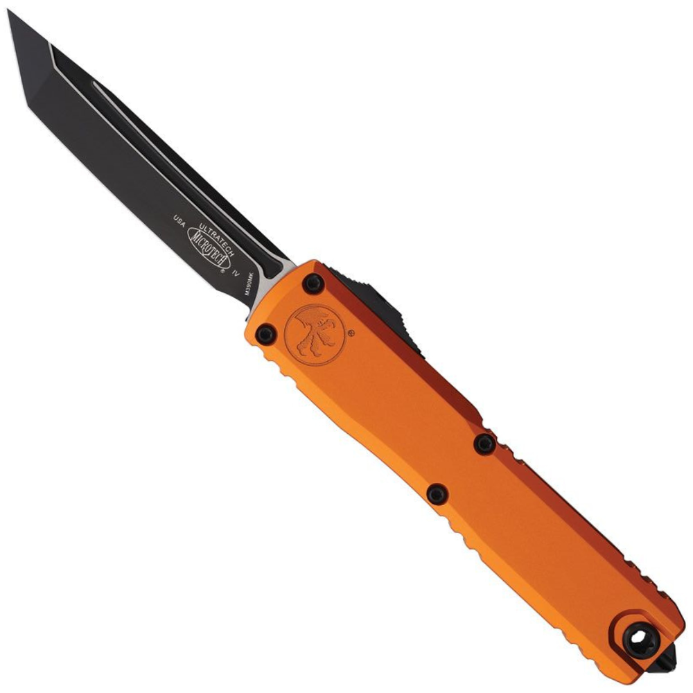 Microtech Gen IV Orange Ultratech OTF Auto Knife, Black Tanto Blade