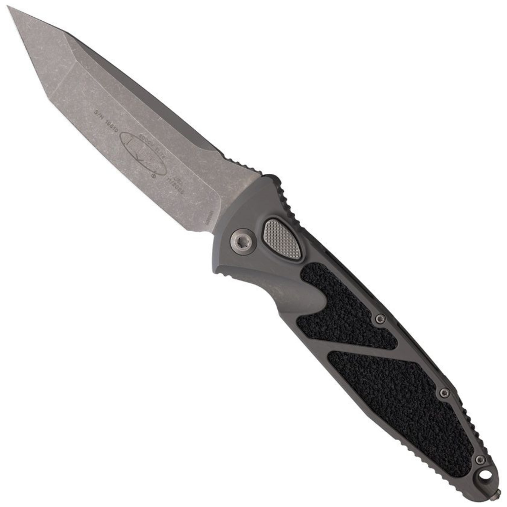 Microtech Natural Clear Aluminum Socom Elite Auto Knife, Apocalyptic Tanto Blade