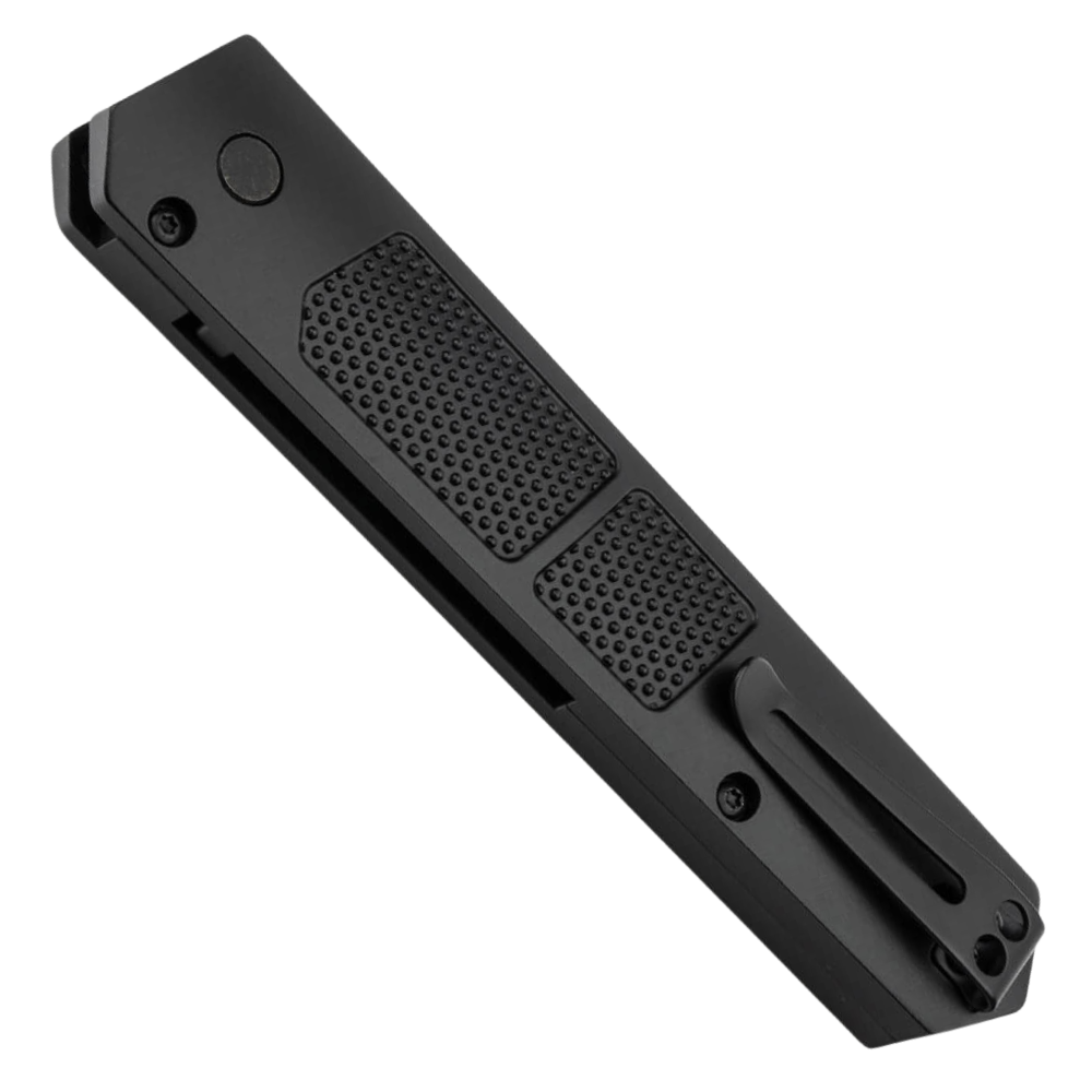 Boker Plus Burnley Kwaiken Grip Button Lock Auto Knife, Black D2 Blade, Clip View