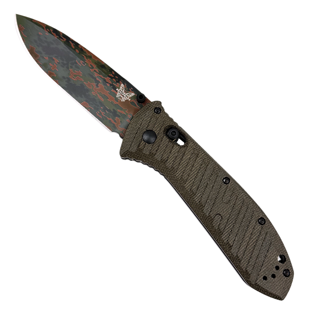Benchmade Presidio II OD Green Micarta Limited Edition Folder Knife, Camo Cerakote CPM-S30V Drop Point Blade