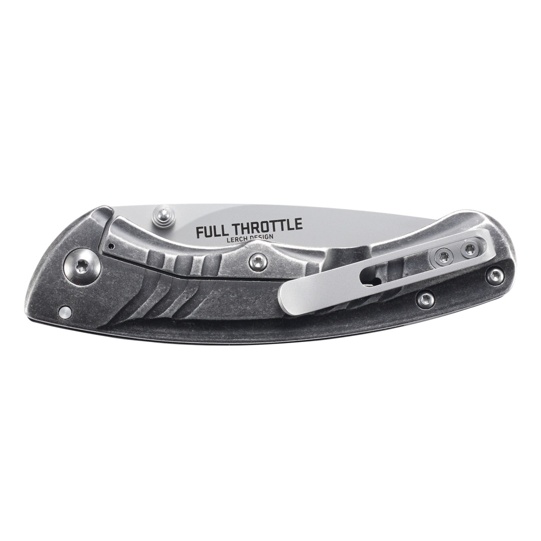 CRKT Full Throttle Spring Assist Knife, Bead Blast Blade REAR VIEW