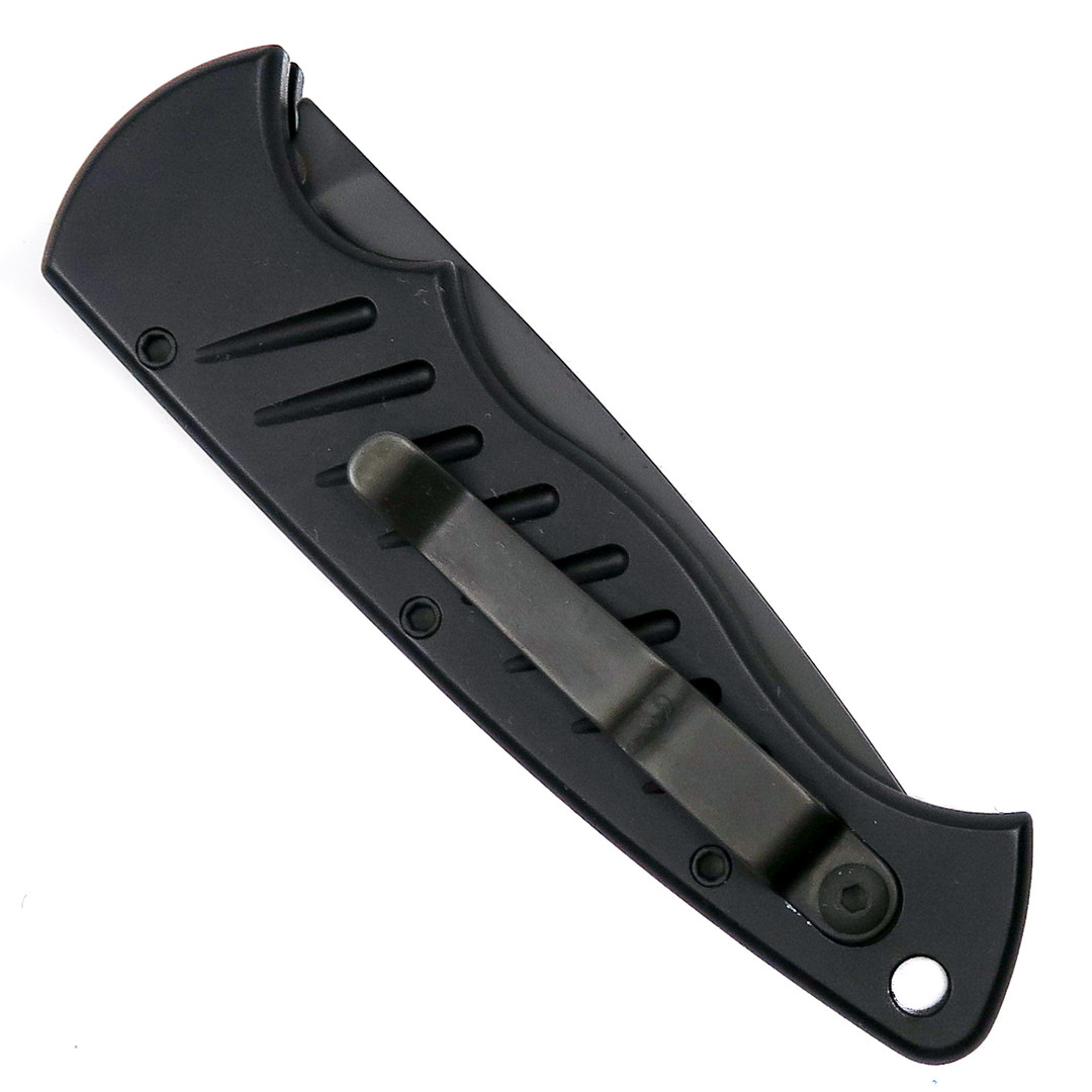 Piranha Pocket Auto Knife, 154CM Black Combo Blade Clip View