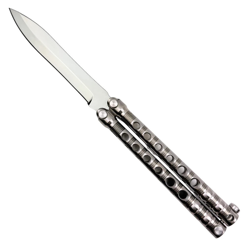 Piranha Swinger Titanium Balisong, Mirror Spear Point Blade