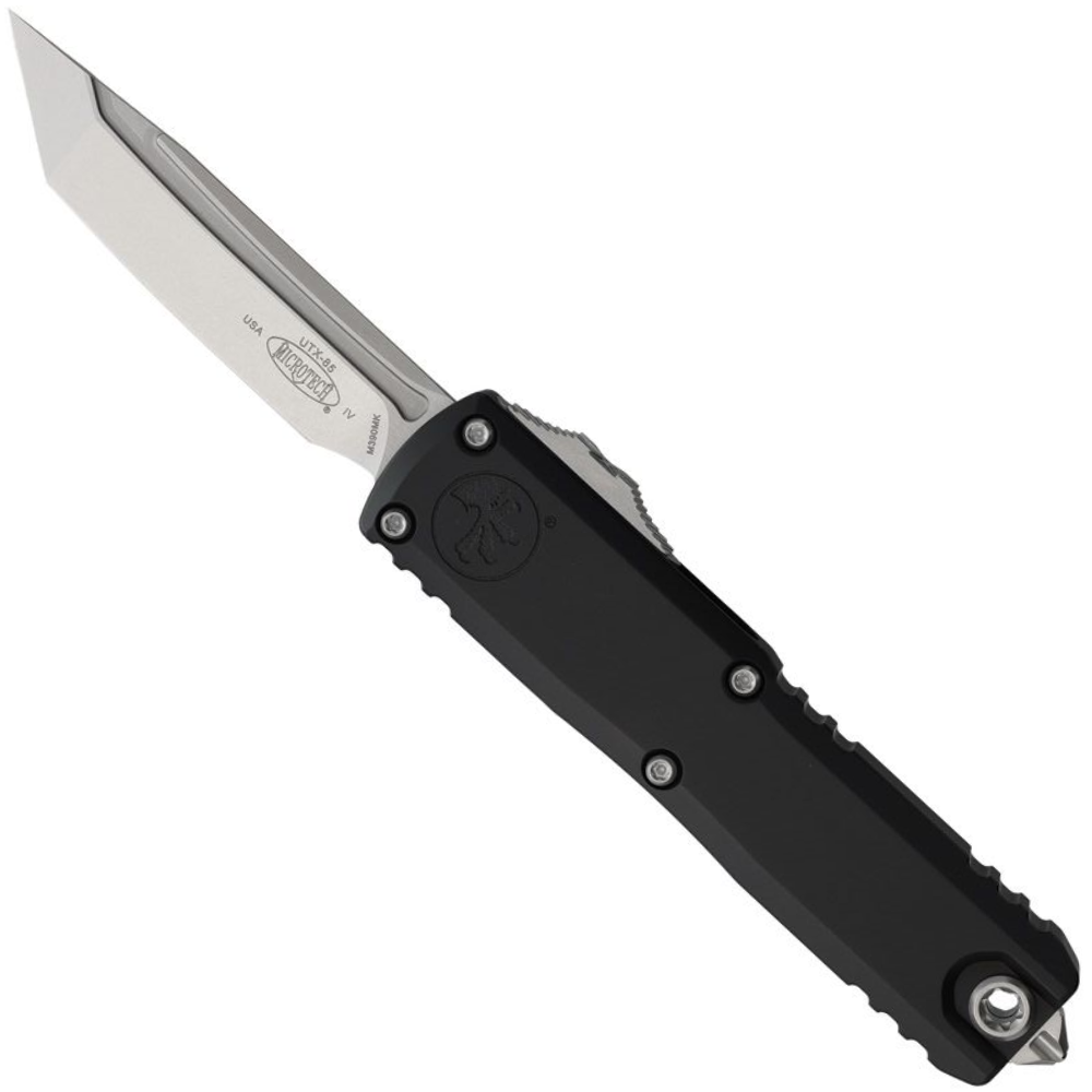 Microtech Black Aluminum UTX-85 Gen IV OTF Automatic Knife, Stonewash Tanto Blade