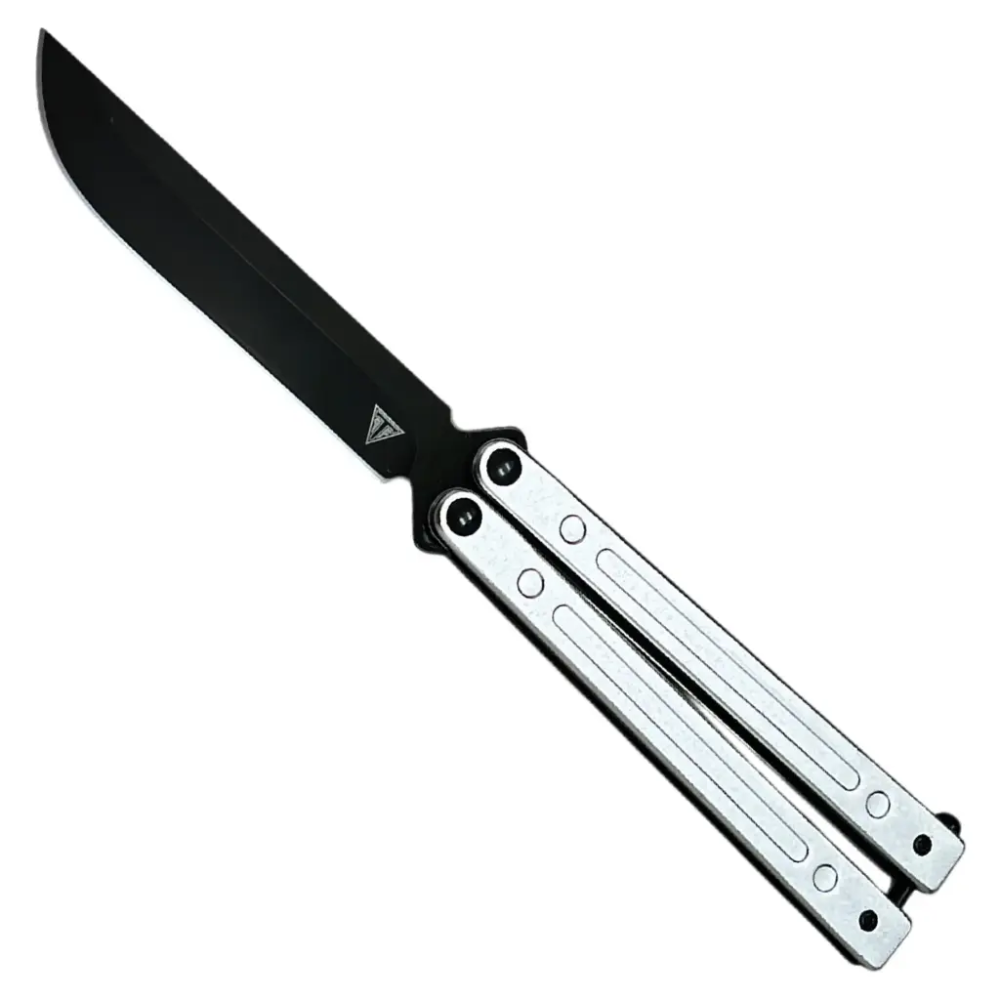 Glacier Flow Groove Butterfly Knife, Black Drop Point Blade
