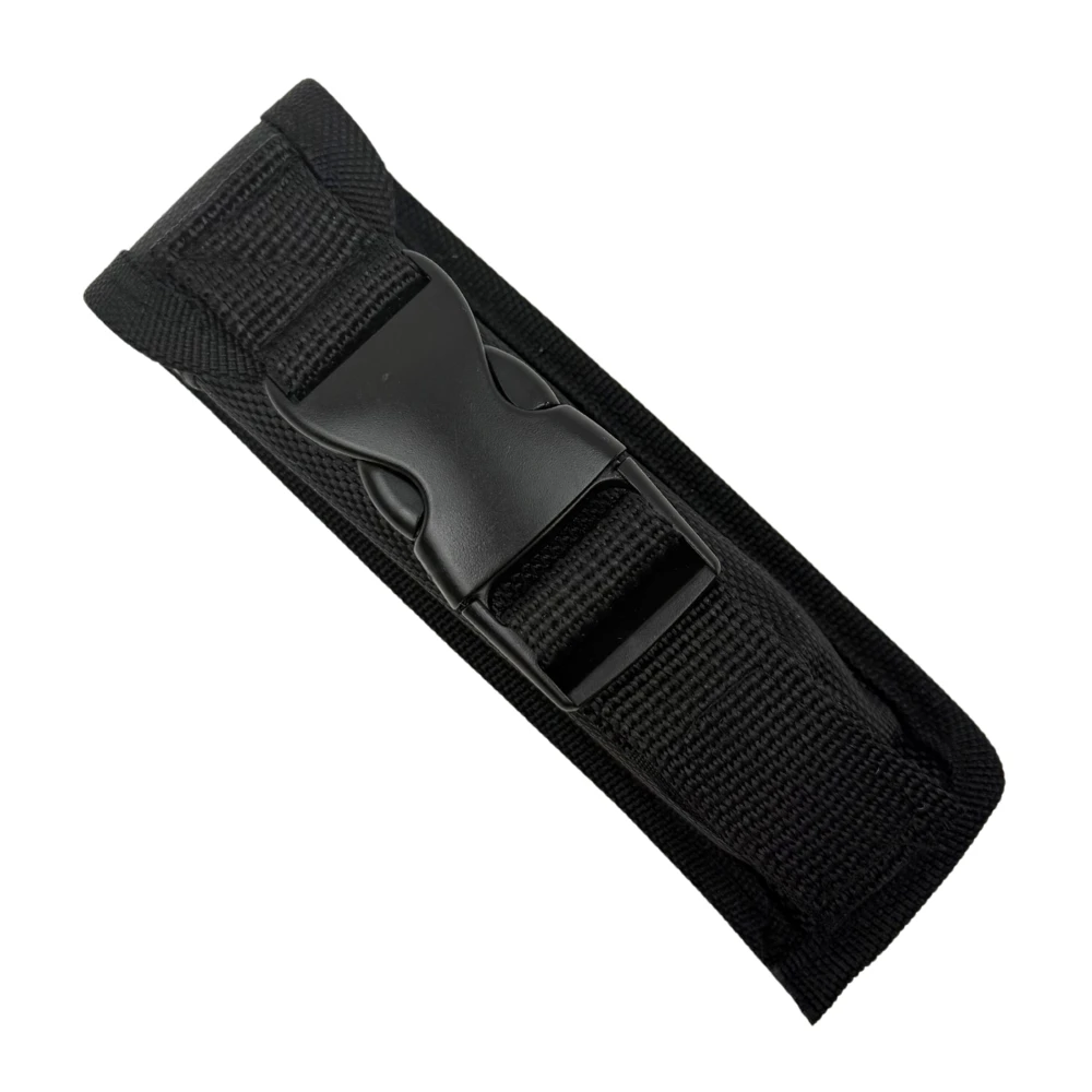 Frontline Weave Carbon Fiber Inlay Black Large OTF Auto Knife, Black Drop Point Blade, Sheath View