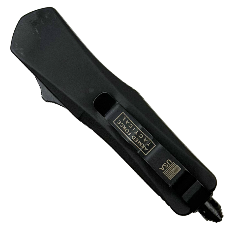 Smooth Operator Small OTF Auto Knife, Black Drop Point Blade, Clip View