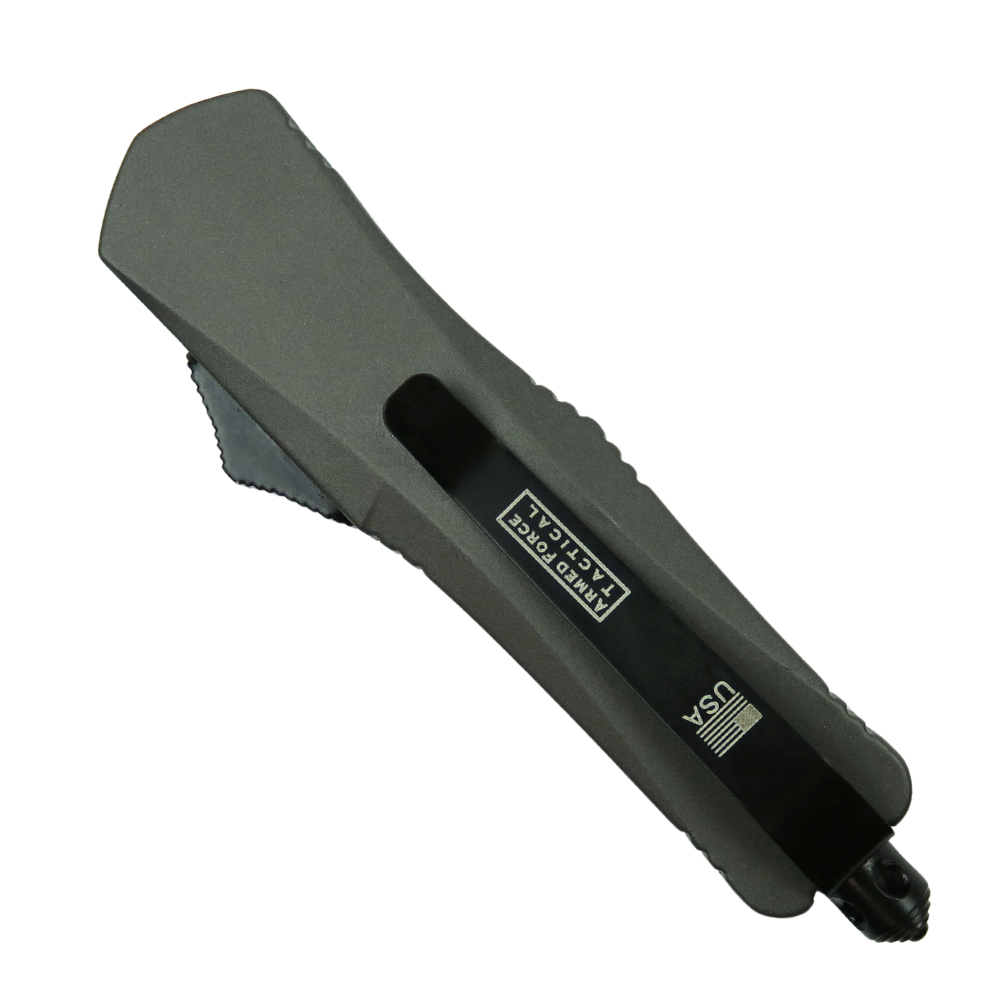 Smooth Operator Greyline Response OTF Auto Knife, Dagger Style Blade, Clip View