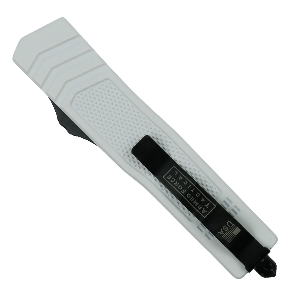 Strike Response Whiteout Zinc Alloy OTF Auto Knife, Black Dagger Blade, Clip View