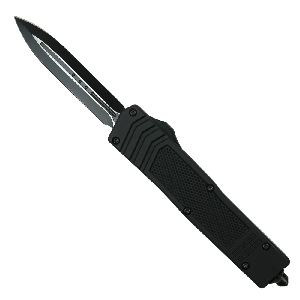 Strike Response Black Zinc Alloy OTF Auto Knife, Black Dagger Blade