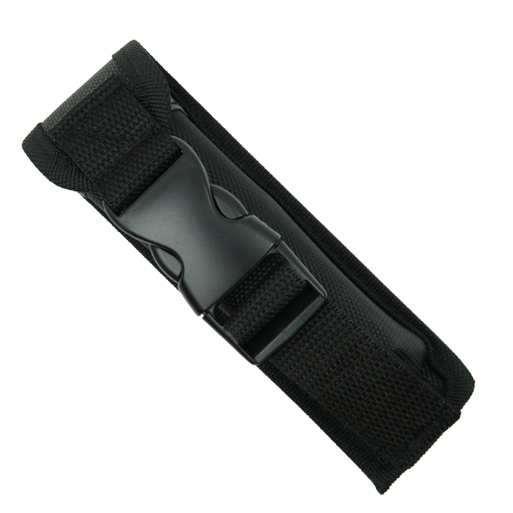 Carbon Ring Operator OTF Auto Knife, Black Tanto Blade, Sheath View