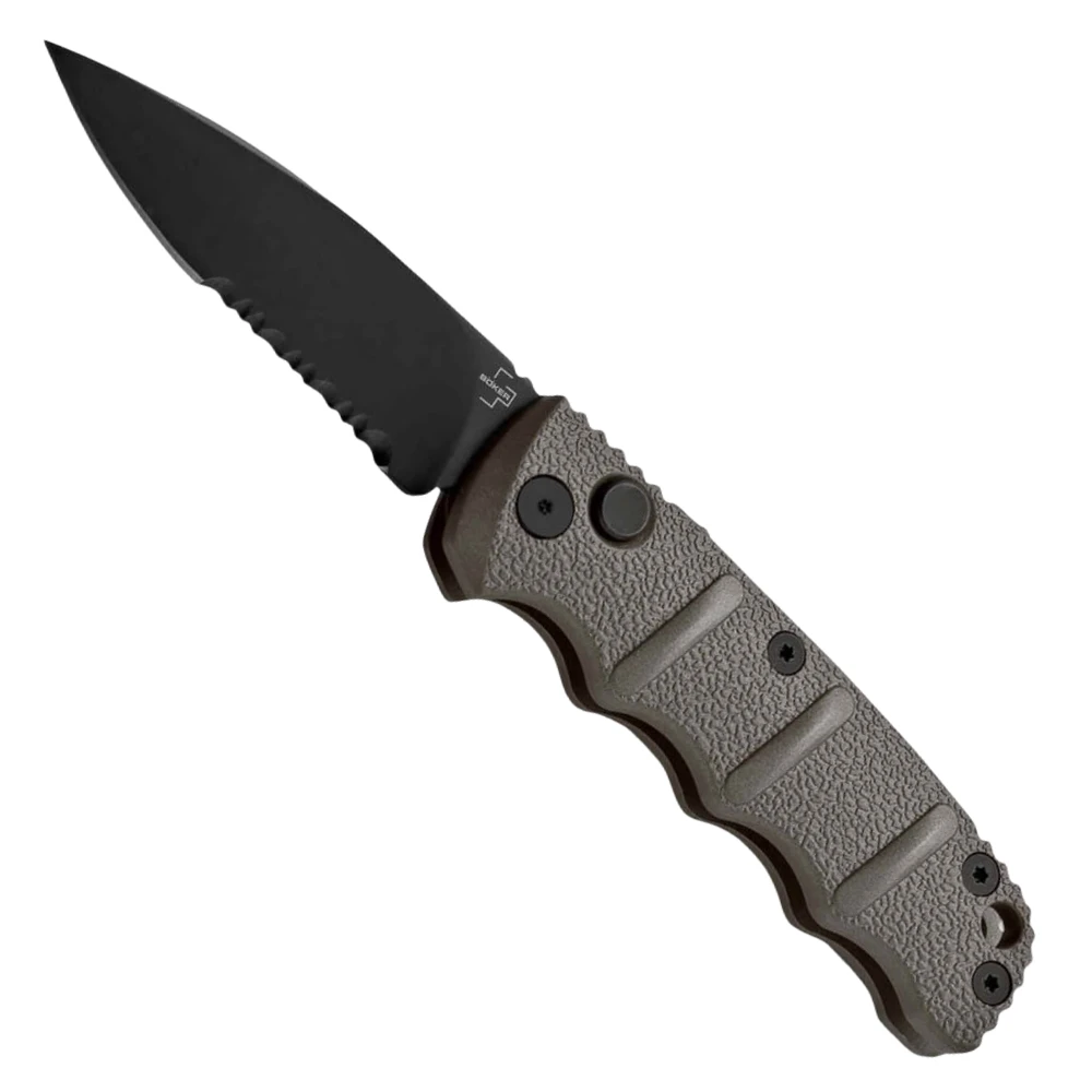 Boker Plus Gray Tac Mini Kalashnikov Auto Knife, Black Combo Blade