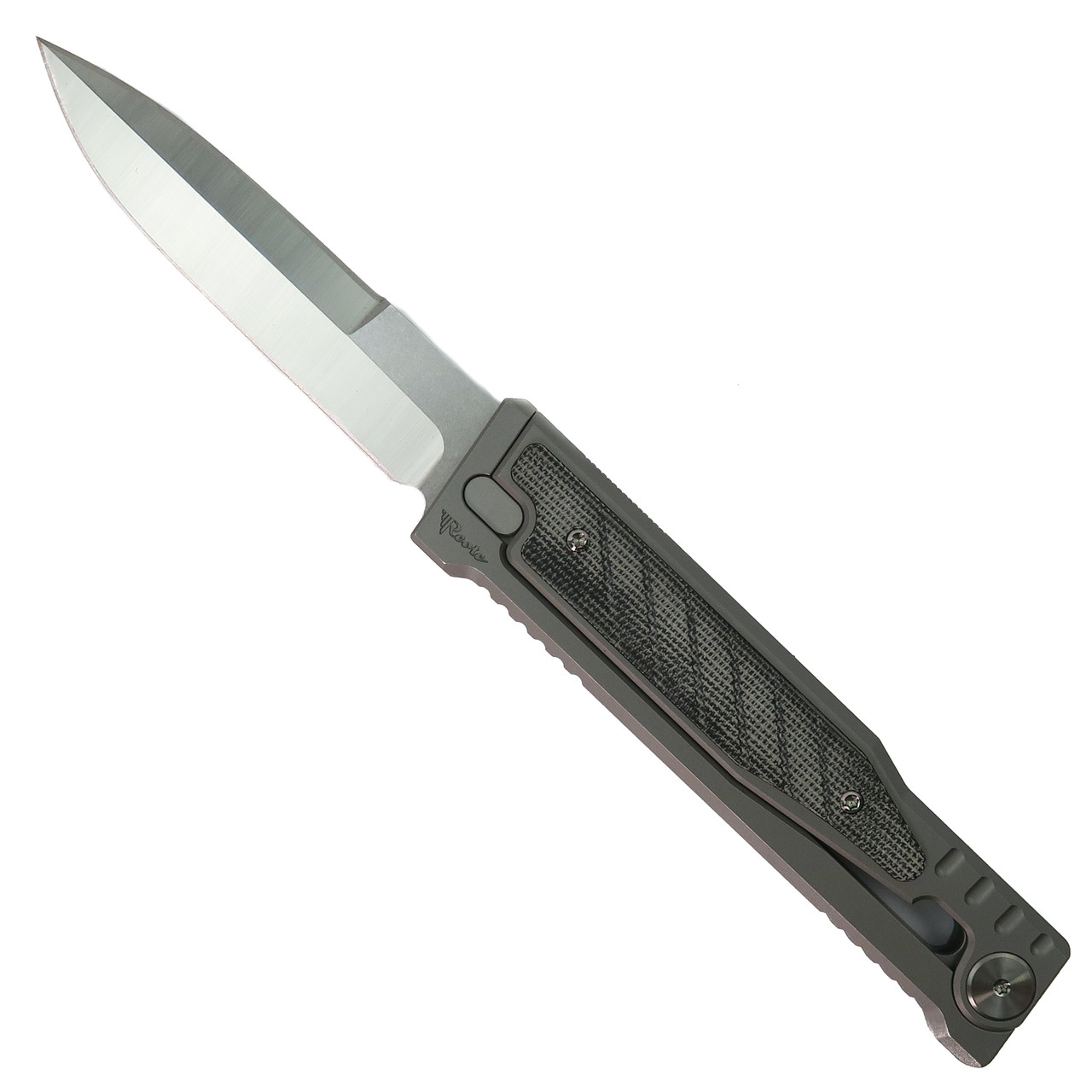 Reate Black Micarta EXO Gravity Knife, Double Edge Blade BladeOps