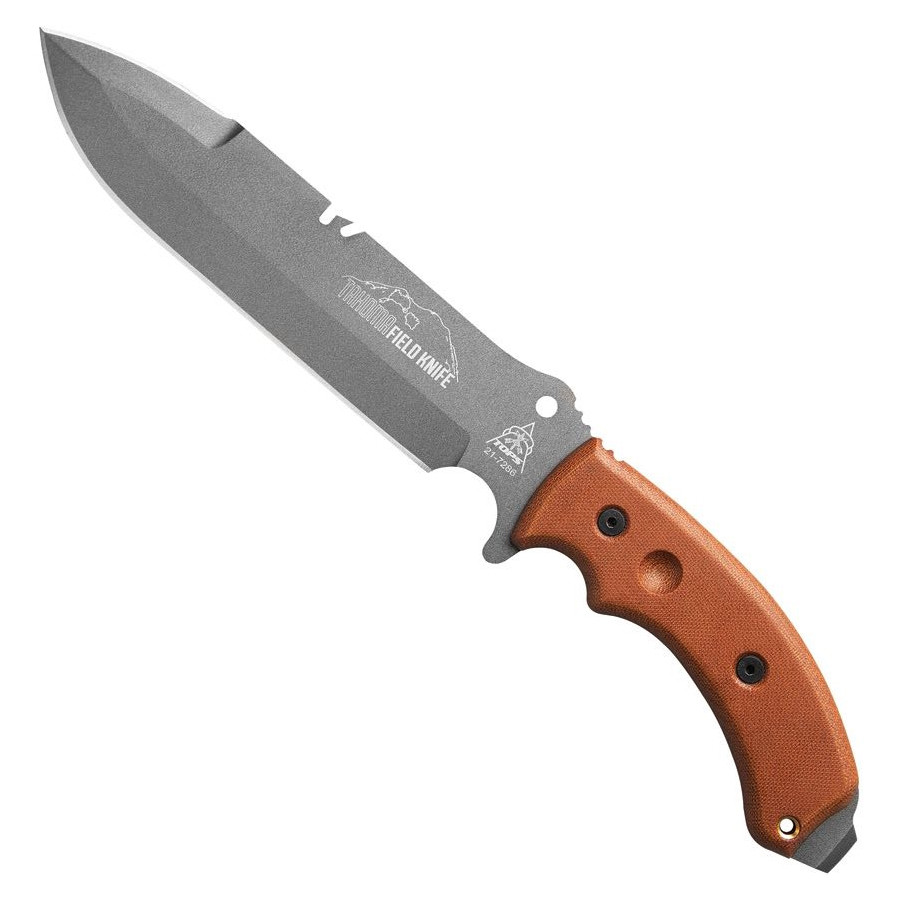 TOPS Tahoma Field Knife, 1095 Steel Blade, Tungsten Cerakote Finish Bladeops