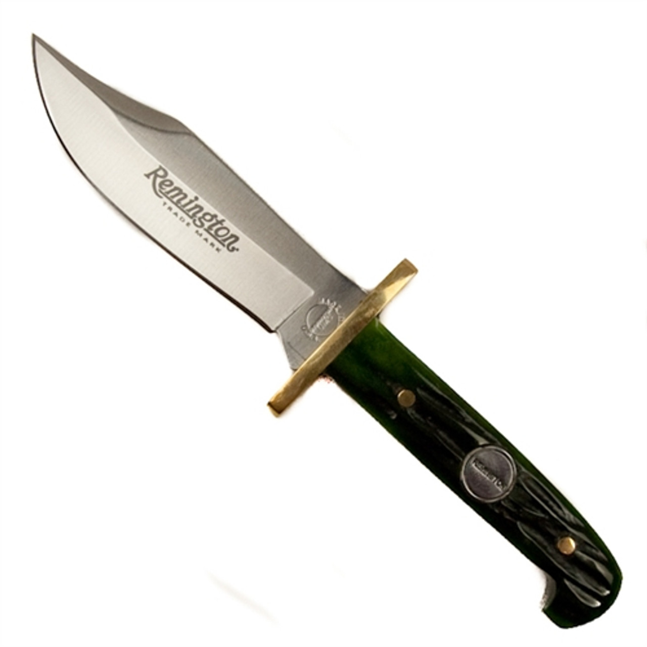 Remington Heritage Series Fixed Blade Bowie Knife, Green Jigged Bone Handle