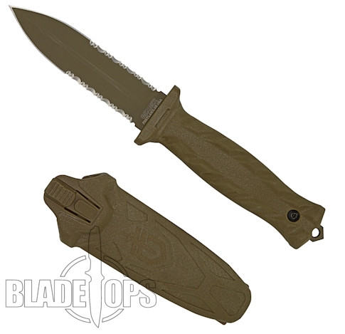 Gerber De Facto Fixed Blade Combat Knife, Double Bevel Combo Blade