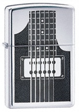 High Polish Chrome Electric Guitar Zippo, 24486