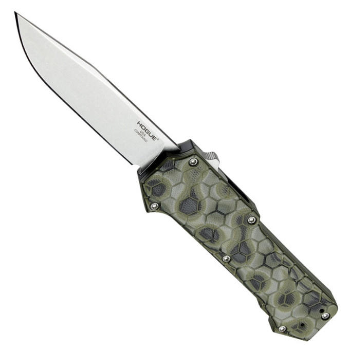 Hogue Knives Compound Green GMascus G10 OTF Auto Knife, Tumbled Blade