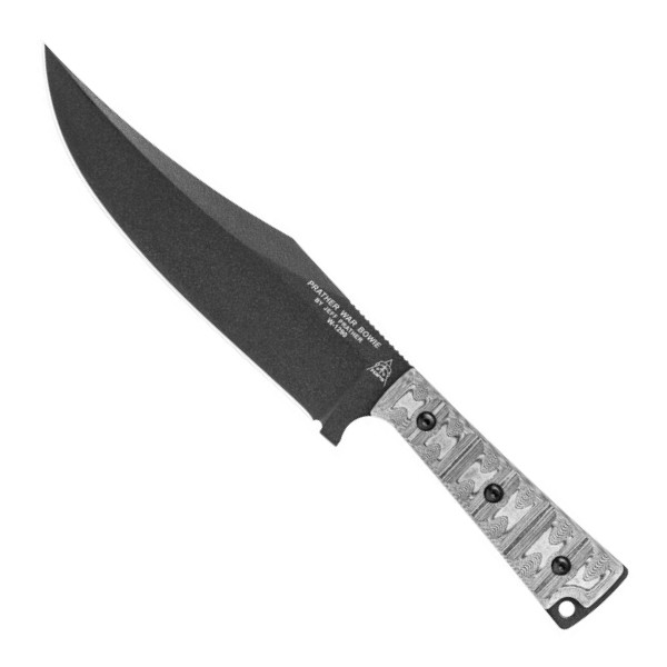 TOPS Prather War Bowie Fixed Blade Knife, Black Blade