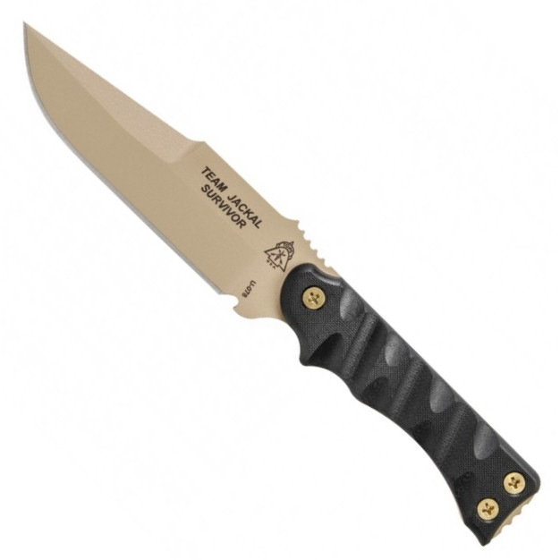 TOPS Team Jackal 5 Survivor Fixed Blade Knife, Coyote Tan Blade